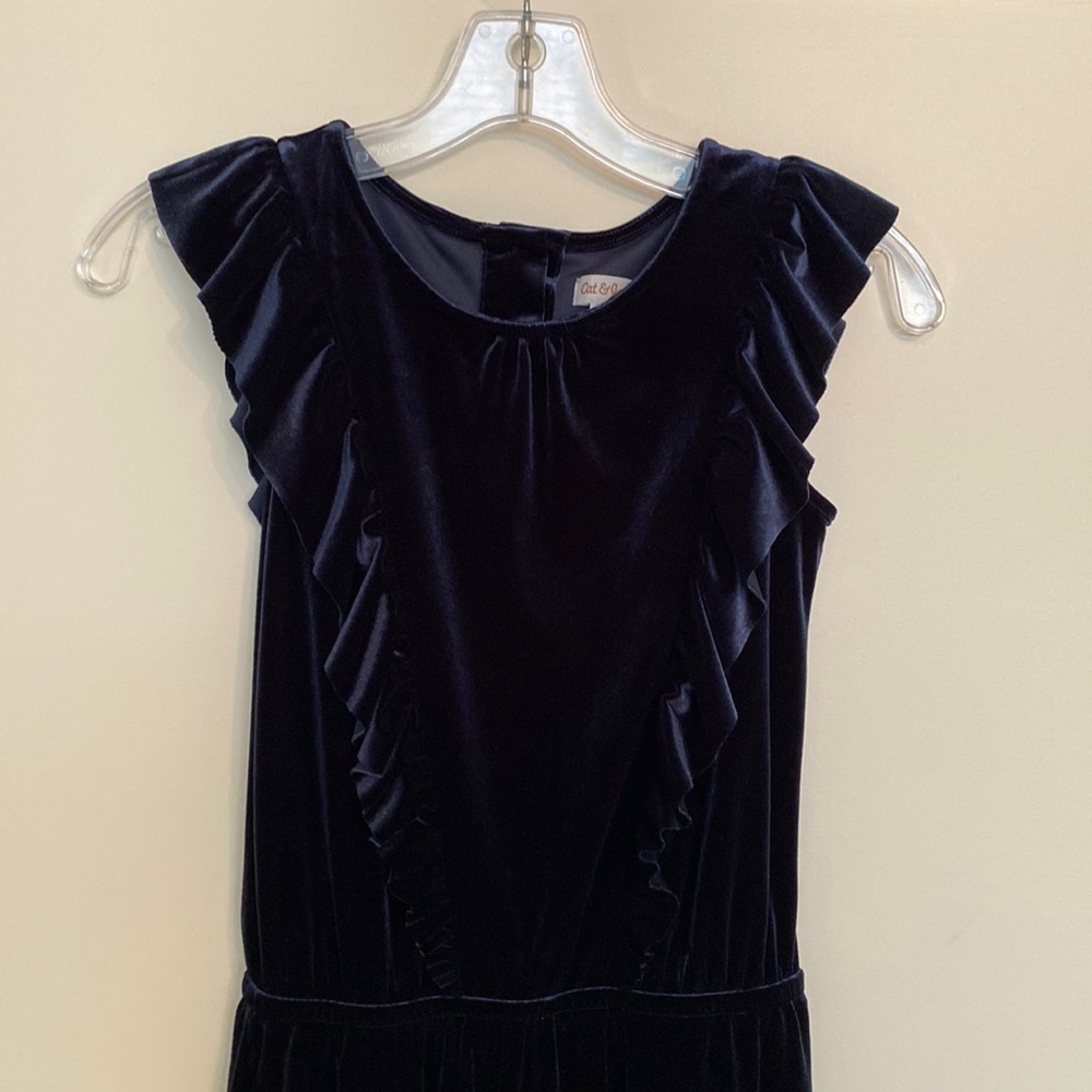 Cat & Jack Velvet Like Flutter Sleeve Jumpsuit